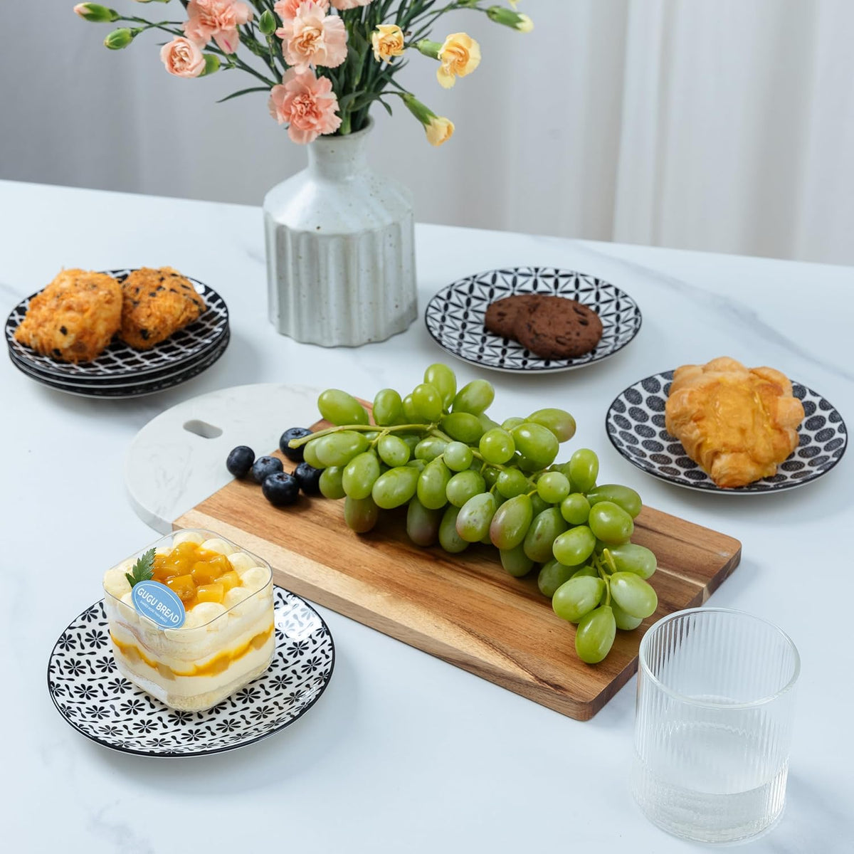 LEHAHA Ceramic 6'' Appetizer Plates Set of 6, Small Dessert/Salad Pla...