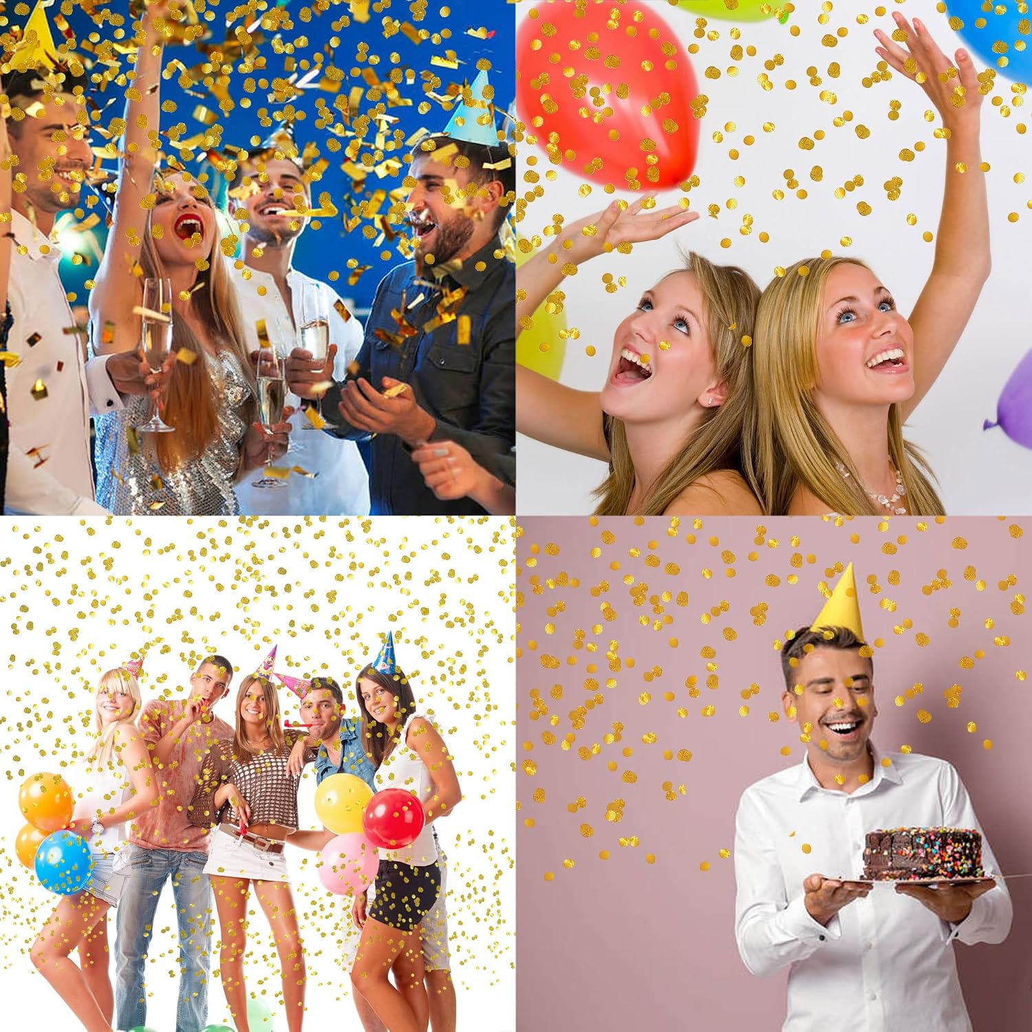 Confetti Poppers Cannons for Wedding Birthday Graduation Baby Shower Anniversary Christmas New Year's Kids Fun Party Supplies Decorations and Favors (Gold)