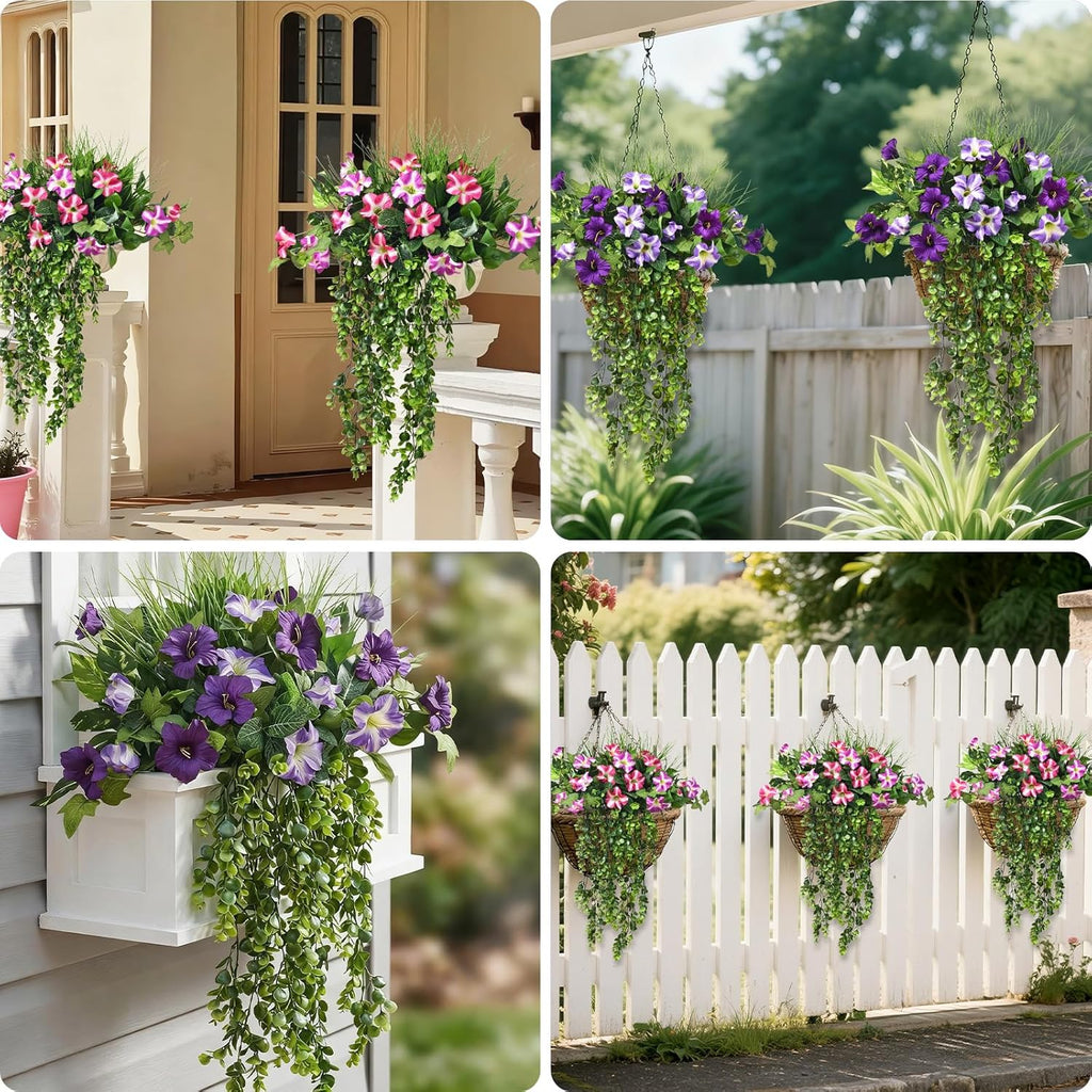 Waipfaru 4Pcs Fake Hanging Plants 2.7ft Fake Plants Eucalyptus Leaves UV Resistant Fake Vines Ivy Artificial Plants Outdoor Faux Plants Indoor Bedroom Living Room Boho Wall Porch Shelf Decor