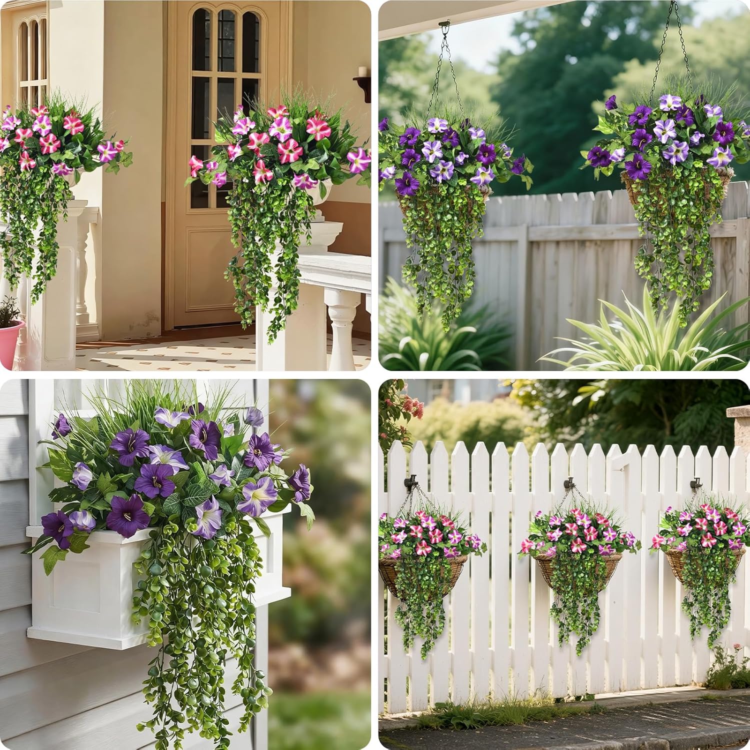 Waipfaru 4Pcs Fake Hanging Plants 2.7ft Fake Plants Eucalyptus Leaves UV Resistant Fake Vines Ivy Artificial Plants Outdoor Faux Plants Indoor Bedroom Living Room Boho Wall Porch Shelf Decor
