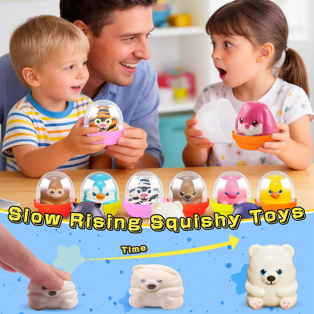 KissFree 20 Pack Animal Squishy Toys in Ready-to-Give Capsules, No Assembly Required, Party Favors for Kids, Goodie Bag Stuffers, Birthday Gifts, Pinata Fillers & Classroom Prizes