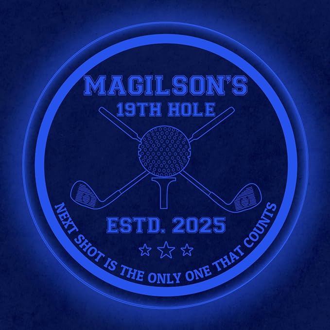 Custom Golf LED Bar Sign – Personalized Color Changing Acrylic Wall Decor for Home Bar, Man Cave, Game Room, or Patio (Golf Bar, 12 INCHES)
