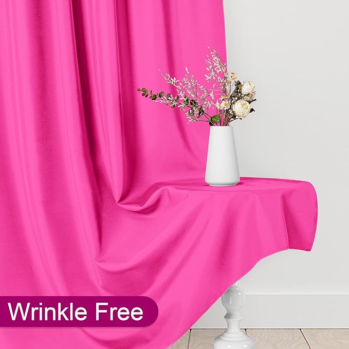 DWCN 10x7 FT Backdrop Curtains for Parties, Photography Backdrop Drapes with Rod Pockets for Wedding Decorations Stage Birthday Family Gatherings, 2 Panels 5ft x 7ft, Fuchsia