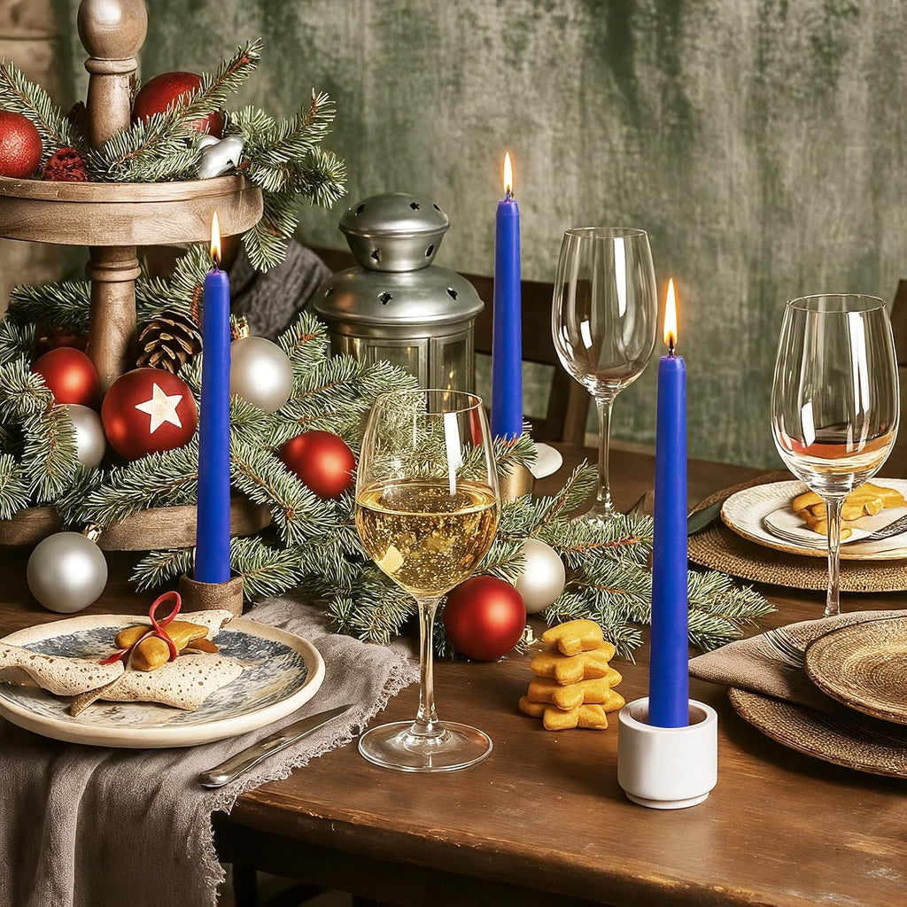 KONNI 0.87×10 Inch Blue Taper Candles, Unscented and Smokeless Tall Candlesticks, 10 Pack Tapered Candles with Cotton Wicks, Long Burning, Ideal for Weddings, Dinner Parties, and Home Décor