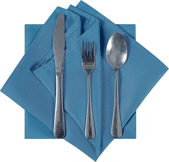 Cloth Napkins 17x17 inch Washable Polyester Dinner Napkins Soft Table Napkins for Wedding Party Dining Banquet(Mediterranean Blue,50PCS)