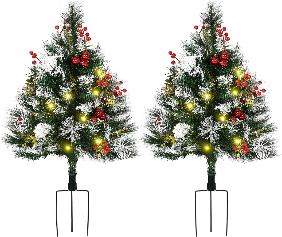 homcom artificial christmas tree prelit cordless 2 pieces, main product view