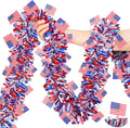 50 FT 4th of July Tinsel Garland Decorations, USA Flag Garlands Patriotic Decor for Memorial Day Independence Day 4th of July Indoor Outdoor Home Porch Red White and Blue Decor Supplies