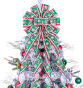 Christmas Tree Topper Wreath Bow Large Green Christmas Bow Tree Topper 52"x13" Red and Green Cane Patterned Gift Bows for Xmas Holiday Home Wedding Thanksgiving Indoor/Outdoor Decoration