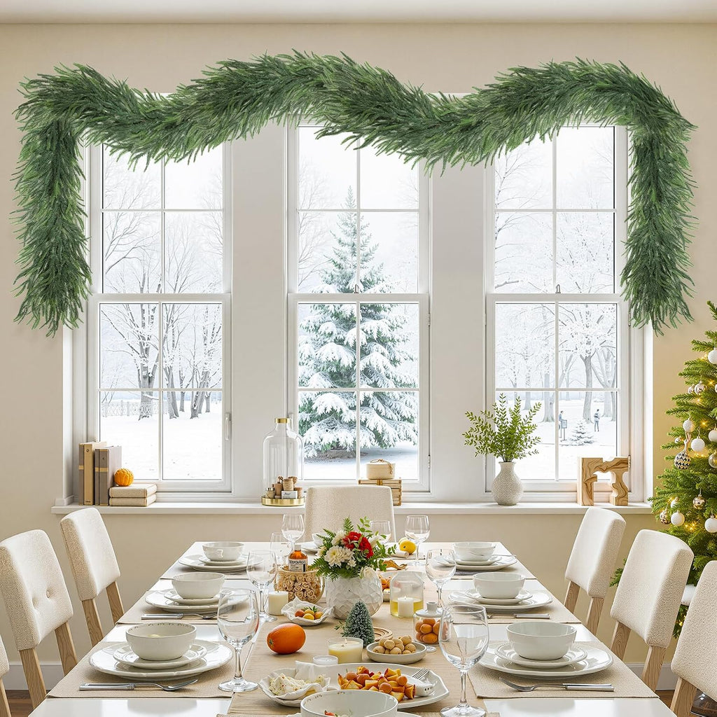 9ft artificial norfolk pine garlands, real touch thick on a desk or shelf