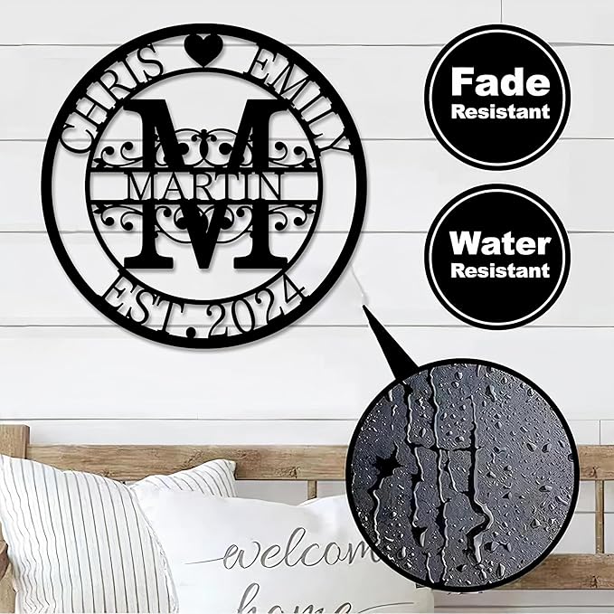 Personalized Metal Name Signs, Split Letter Monogram Wall Decor, Custom Last Name Sign, Family Name Sign for Outdoor, Personalized Wedding Gift, Garden Decor, Metal Wall Art, Housewarming Gift