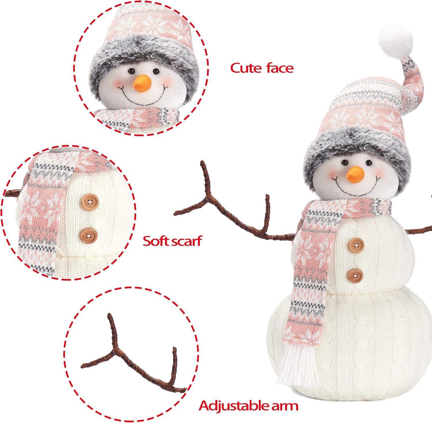 Christmas 2025 Animated Snowman Decorations, Xmas Handmade Plush Ornaments for Indoor, Home and Holiday, Present for Family and Friends