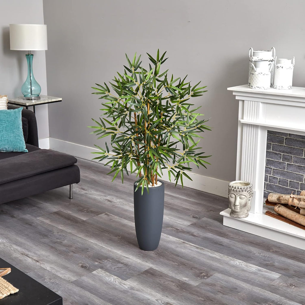 nearly natural 4ft. bamboo artificial tree in gray shown in use