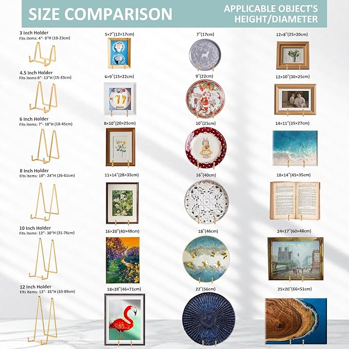 Plate Holder Easel Display Stand - 4.5 inch Metal Plate Stands for Display - Tabletop Picture Stand - Gold Iron Easels for Display Pictures | Photo Frames | Book | Decorative Plates | Plaque -4 Pack