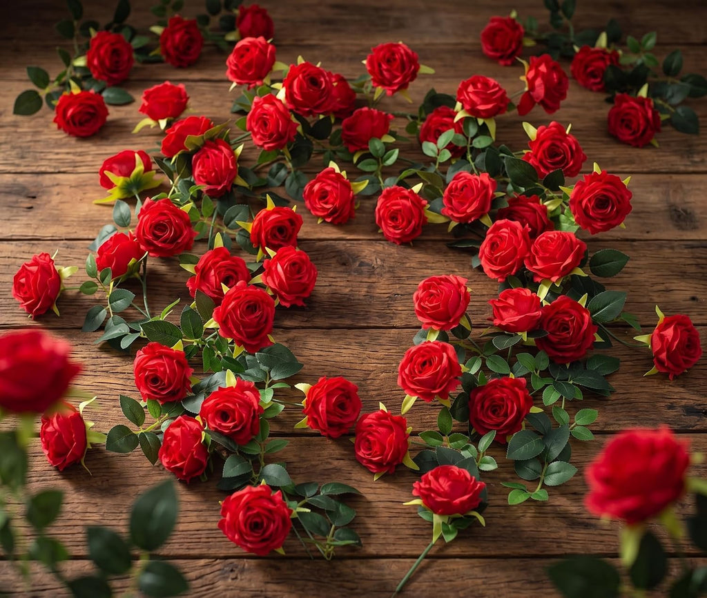 12ft bendable flower garland faux rose vine for, side view