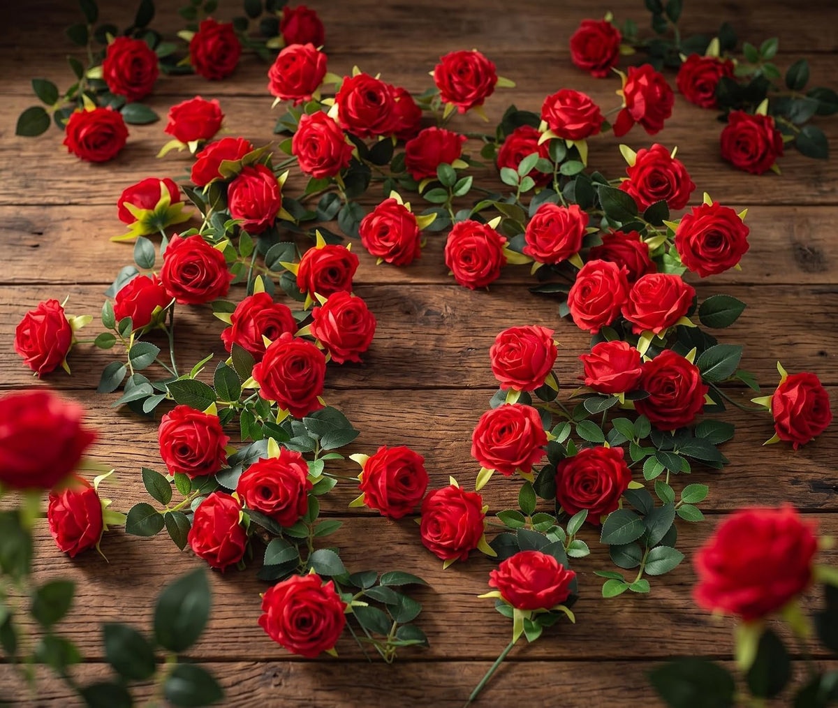 12ft bendable flower garland faux rose vine for, side view