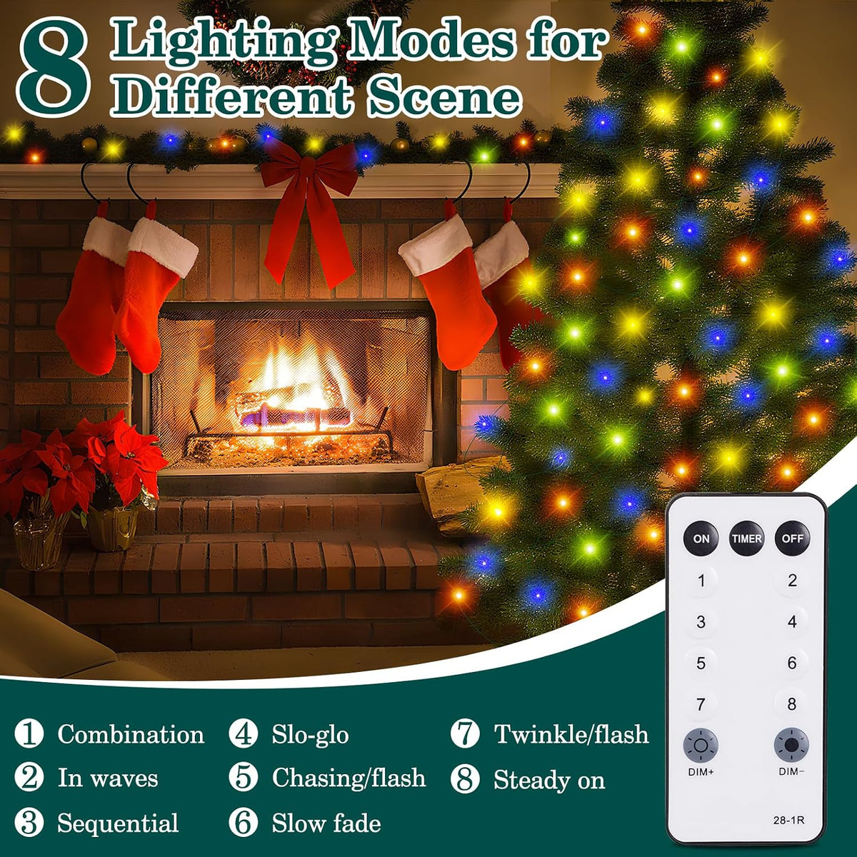 HYH Christmas Lights Outdoor 1000 LED 328FT String Lights Multicolored, IP67 ...