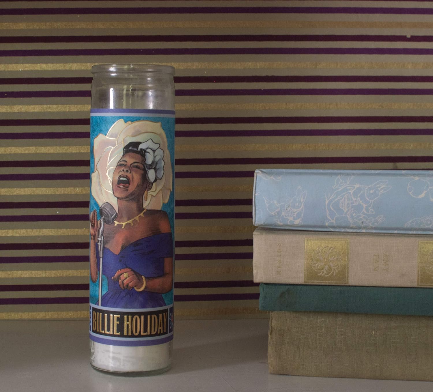 Billie Holiday Secular Saint Candle - 8.5 Inch Tall Glass Prayer Votive - Made in The USA