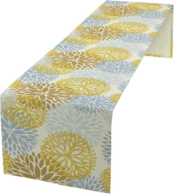 Flowers Table Runner,Spring Summer Floral Pattern Seasonal Farmhouse Kitchen Dining Table Home Party Decoration 13x90 Inch