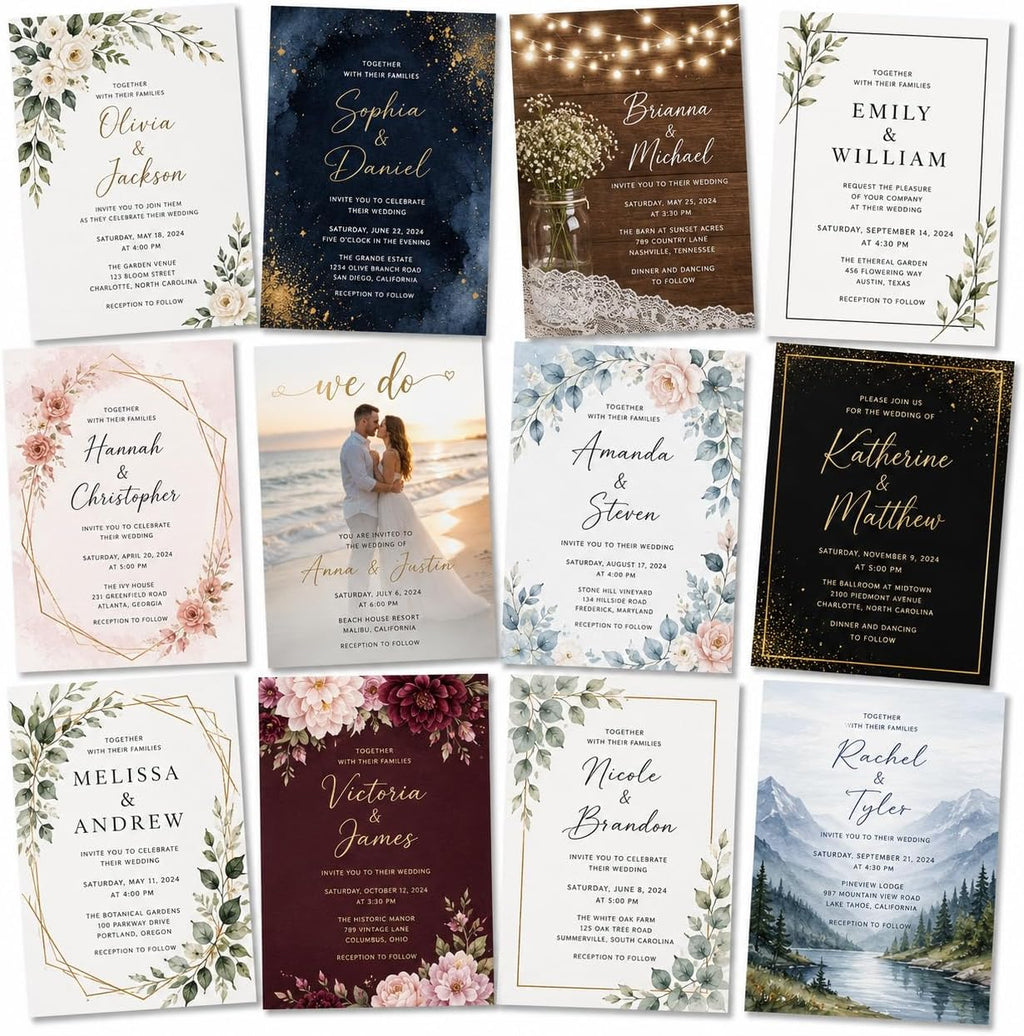 20-100 Custom Invitations with Envelopes, Personalized 5x7 Cards, Upload Your Own Design, Premium 18pt Cardstock, Birthday, Baby Shower, Wedding, Graduation, Save the Date, Thank You Cards