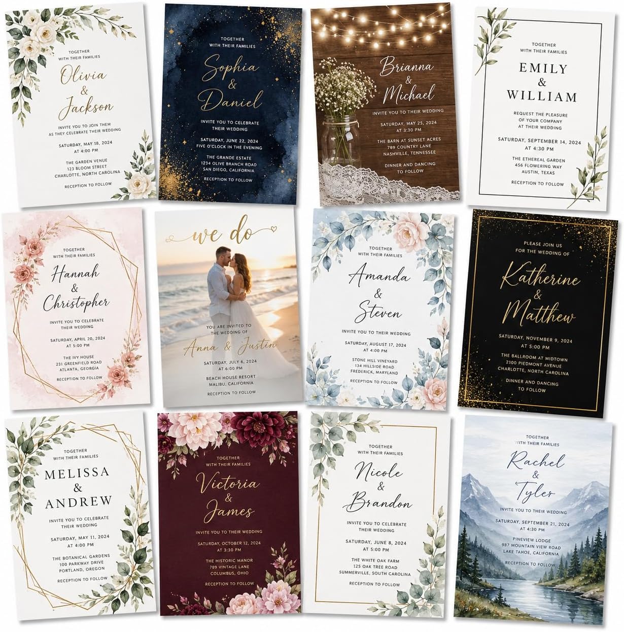 20-100 Custom Invitations with Envelopes, Personalized 5x7 Cards, Upload Your Own Design, Premium 18pt Cardstock, Birthday, Baby Shower, Wedding, Graduation, Save the Date, Thank You Cards