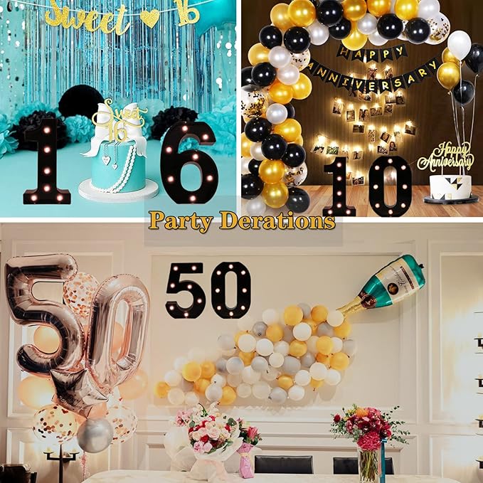 Light Up Black Alphabet Marquee Number Sign LED Marquee Number Lights Sign for Night Light Home Bar Christmas Lamp Birthday Party Wedding Decoration 7