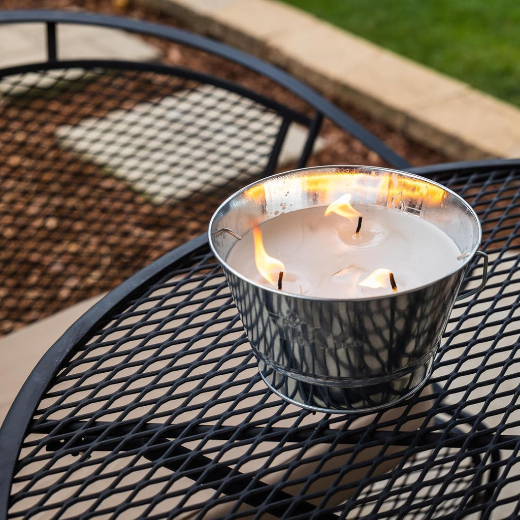TIKI Citronella Candle Bucket for Outdoors, Triple-Wick Galvanized Metal | Citronella formula helps repel mosquitoes