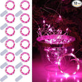 WATERGLIDE 12 Pack Fairy Lights Battery Operated (Included), 7 ft 20 LED Mini String Lights, Waterproof Silver Wire Firefly Starry Light for DIY Wedding Christmas Party Mason Jars Decor, Pink