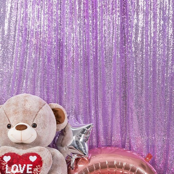 JYFLZQ Lavender Sequin Backdrop Curtains 2ft x 8ft 2 Panel Glitter Photo Booth Backdrops Sparkly Photography Background Drapes for Parties Wedding Bridal Showers