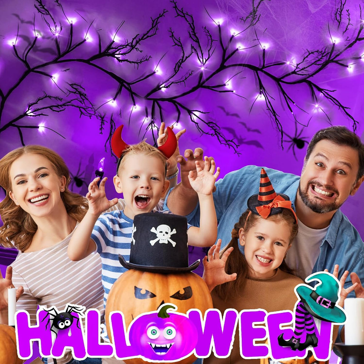 Couah [8 Modes & Timer] 9 Ft 72 LED Halloween Willow Vine Twig Garland wi...