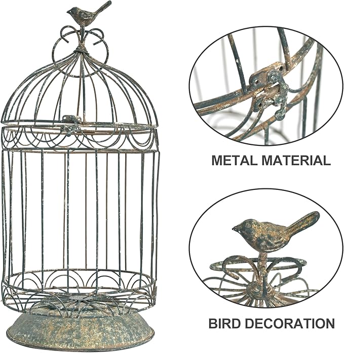 Rustic Farmhouse Metal Planter Holder Vintage Birdcage Distressed Deractive Plants Stand for Wedding Decor Party Centerpieces Garden Home Patio Outdoor Indoor Decor
