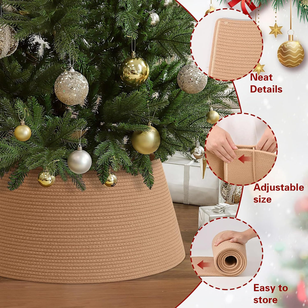 Christmas Tree Collar, Adjustable Tree Collars for Artificial Trees, Xmas Trees Stand Cover, Base Cover for Christmas, 28"×10"