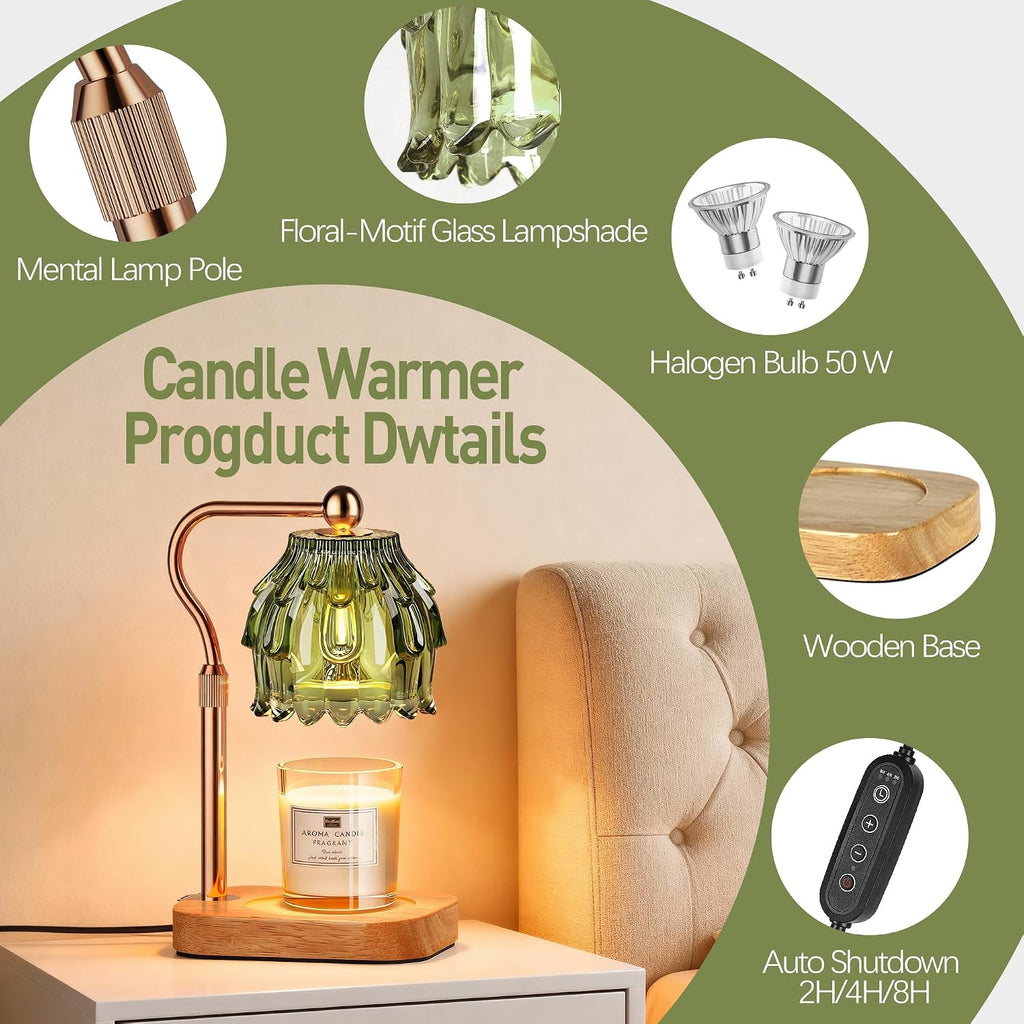 Candle Warmer Lamp with Timer Dimmer - Birthday Gift for Women Mom, Electric Wax Melter Warmer Adjustable Height for Jar Candles Housing Warming Home Decor