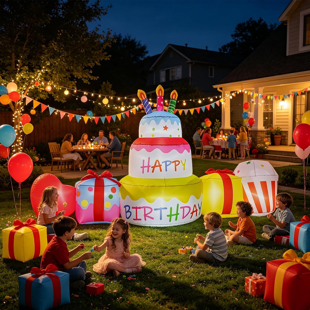 10ft inflatable birthday cake decoration birthday inflatable blow showing dimensions