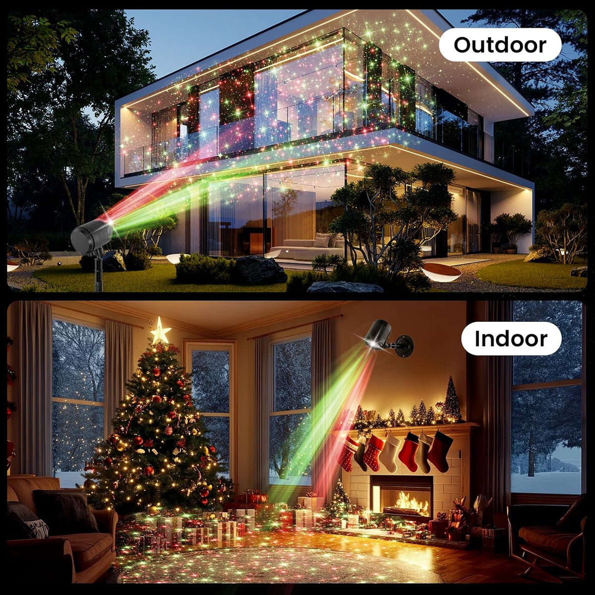 Christmas Projector Lights Outdoor, Moving Starry Sky Effects Light Show,RG