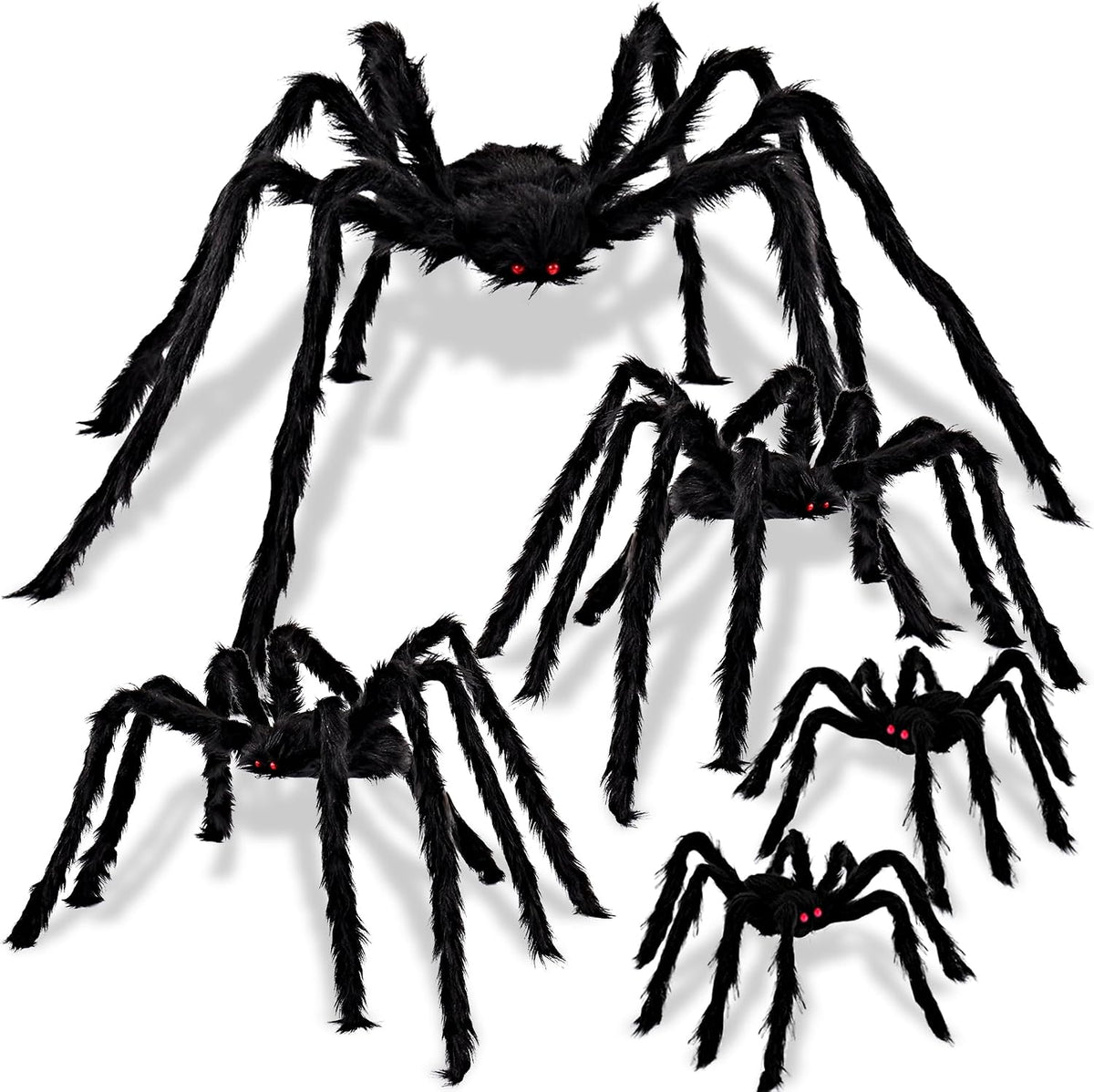JOYIN 5 Packs Halloween Decorations Outdoor Giant Spiders, Large Black Hairy ...