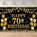 70th Birthday Decorations Happy 70th Birthday Banner for Men Women Black Gold 70 Years Birthday Party Decorations Background for Home Birthday Decor(71 x 45 inch)
