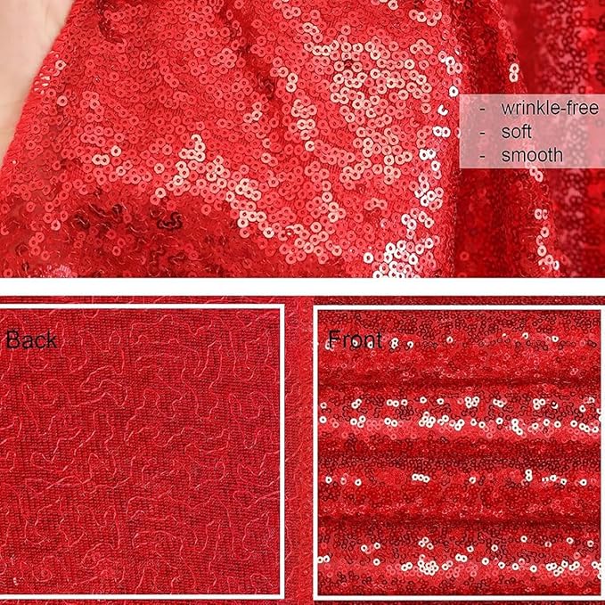 Glitter Party Backdrop Curtain Red - Sequin 10ft x 10ft Background Drapes for Valentines Day Christmas Birthday