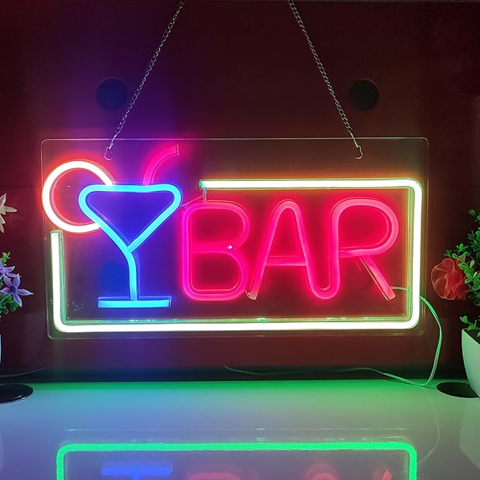 JYWJ BAR Neon Sign,USB Interface With Switch,Decorations For Bedroom,Bars,Commercial Venues,And Various Holiday Parties BAR Neon Light (Red+Green)