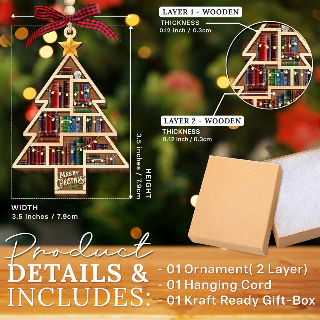 HEXMOZ Book Lover Christmas Ornaments 2026 - Book Lovers Gifts for Women | Book Ornaments for Christmas Tree - Gift Ideas for Book Lovers, Readers, Bookworms, Book Club, Bookish, Readers, Librarians