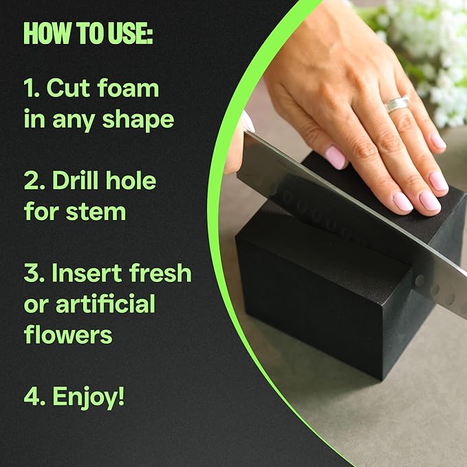 XCEL Floral Foam Blocks - Reusable, Weather Resistant Foam - Perfect for Fresh & Artificial Flower Arrangements, Crafts, Planter Boxes, Home Decor & More - 8-Pk, Gray (4” x 4” x 3”)