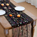 JIALE 3 Pack Black Floral Table Runner, Embroidery Daisy Seasonal Table Decorations, 120Inch 10FT Tulle Fabric for Home Decor, Bridal Shower Wedding, Baby Shower Parties, DIY Craft