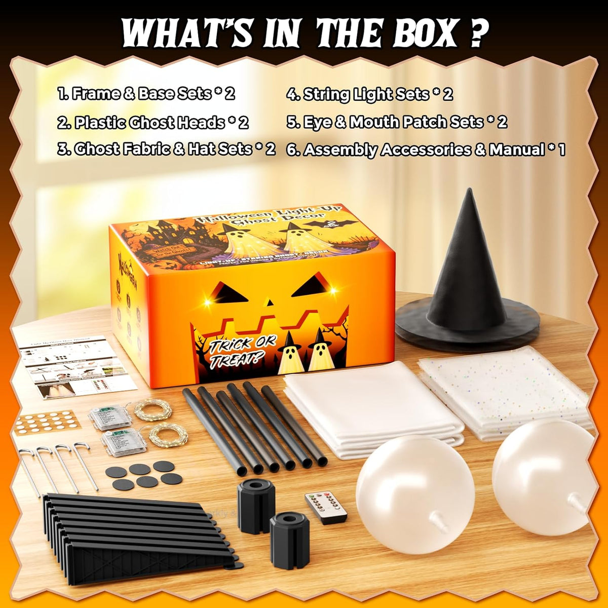 2 Packs 5.5 FT Light Up Ghosts Halloween Decorations Outdoor, Halloween Party...