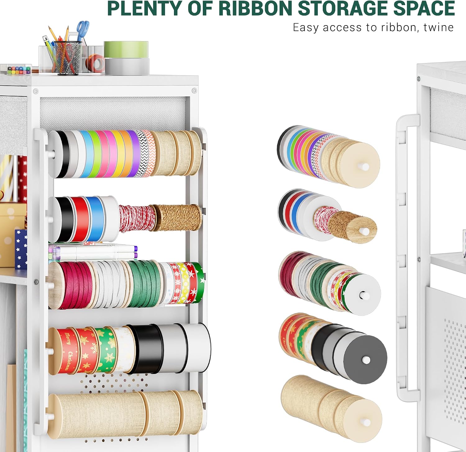PUNLUXU Wrapping Paper Storage Cart, Rolling Gift Wrap Station with Ribbon and Gift Bag Storage, Wrapping Paper Organizer Holder, Craft Organizers and Storage, Craft Storage Cart 03 Patent Protected
