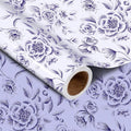 WRAPAHOLIC Jumbo Reversible Floral Wrapping Paper Roll - 30 Inch x 33 Feet - Purple Flower Wrapping Paper for Wedding, Bridal Shower, Mother's Day, Birthday, Baby Shower