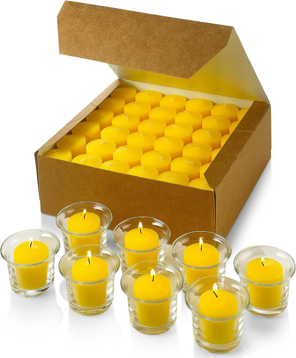 Set of 72 Votive Citronella Candles - Summer Scented Candles - for Indoor/Outdoor Use - 10 Hour Burn Time - Made in USA