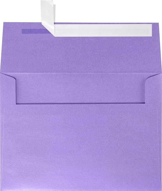LUXPaper A7 Invitation Envelopes | Peel & Press | 5 1/4" x 7 1/4" | Amethyst Metallic | 80lb. Text | 50 Qty