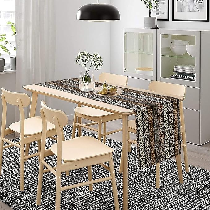 Cow Patchwork Print Table Runner, Country Farm Animal Fur Skin Farm Safari Wildlife Pattern Table Runner for Dinner Dinning Home Kitchen Living Room Party Holidays Setting, 13x108 Inch