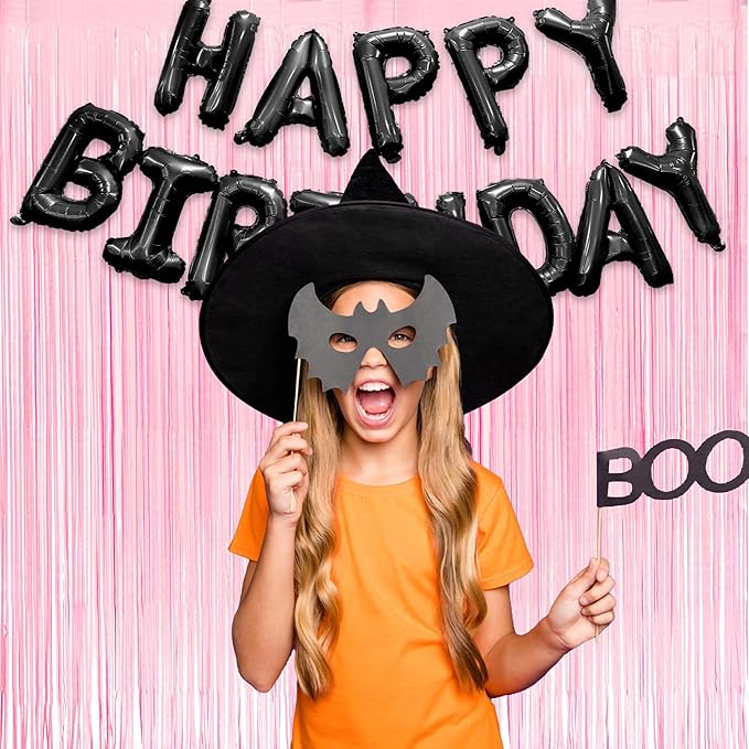 Pastel Pink Party Backdrop Decoration - GREATRIL Baby Pink Foil Fringe Streamers for Baby/Boo Day/Valentines/Cowgirl/Sweet/Cloud/Unicorn/Princess/Bow Themed - 3.2ft X 8.2ft - 2 Packs