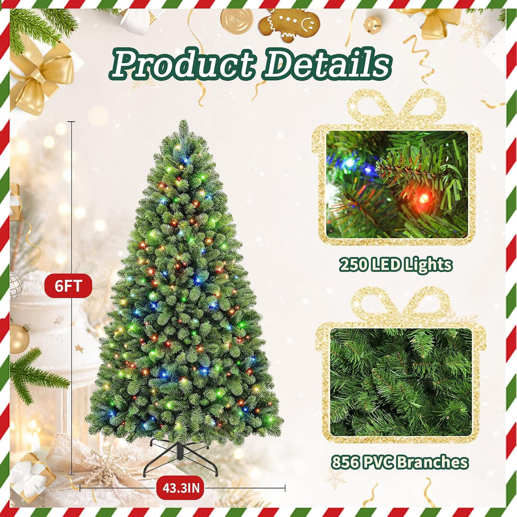 6ft pre-lit christmas tree with remote control & shown in use