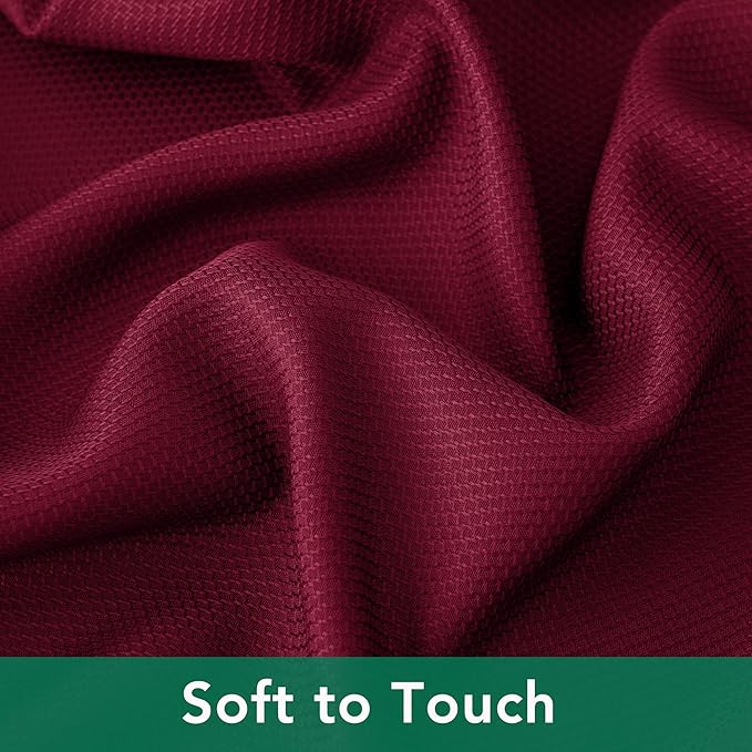 Biscaynebay Textured Fabric Christmas Round Table Cloth 132", Burgundy Water Resistant Washable Tablecloths for Outdoor & Indoor, Dining, Kitchen, Wedding & Parties